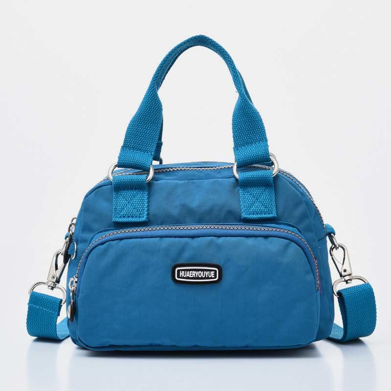 Handtasche für Damen, lila, Nylon, leicht, Einkaufstasche mit Reißverschluss