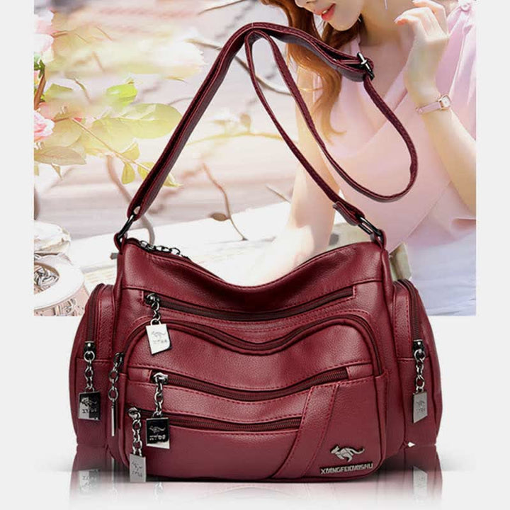 Umhängetasche aus Leder mit schweren Taschen und großer Kapazität, Tagesrucksack, Schultertasche