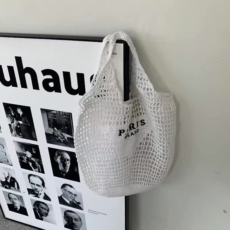Strandtasche für Damen, gestrickte Retro-Handtasche mit ausgehöhlter Öffnung - image 13
