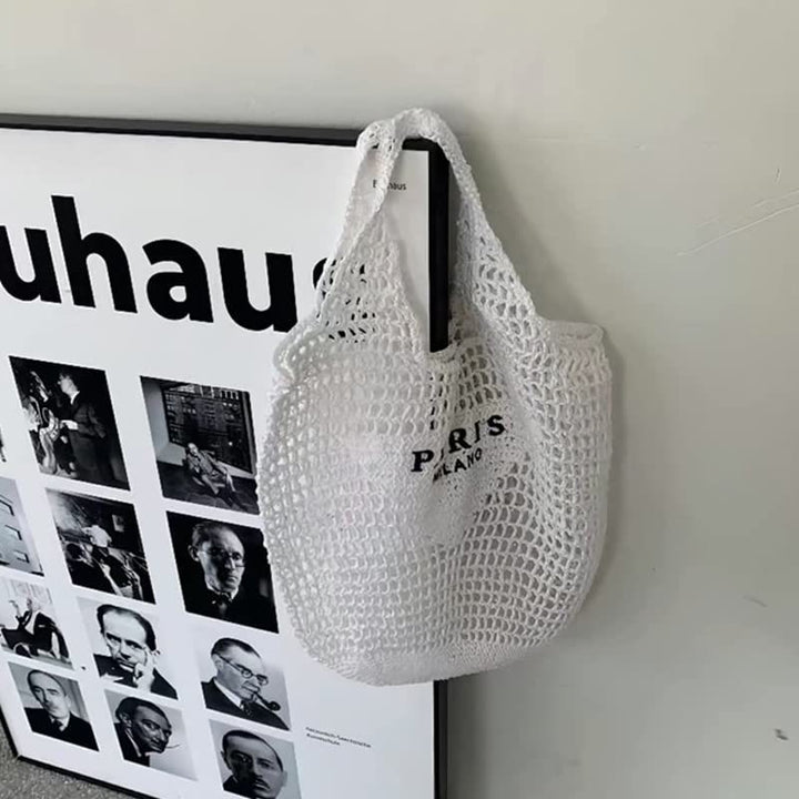 Strandtasche für Damen, gestrickte Retro-Handtasche mit ausgehöhlter Öffnung - image 13