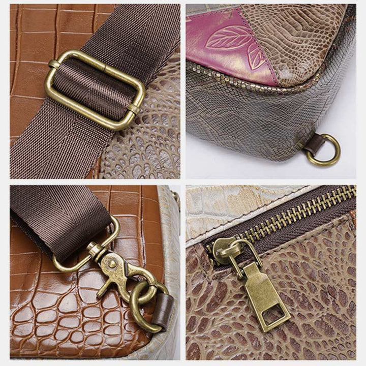 Schultertasche für Damen, Vintage, Folk-Custom, Leder, Reise-Umhängetasche