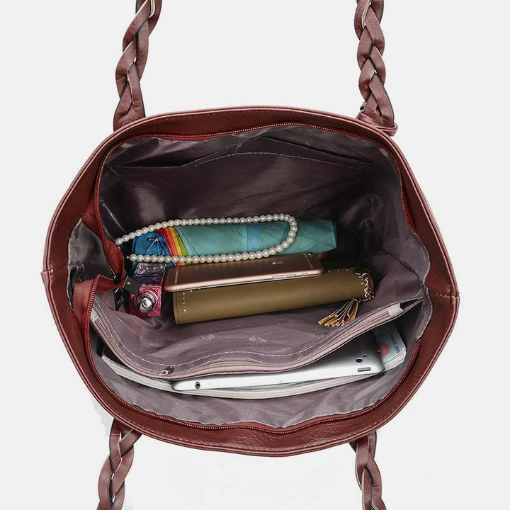 Große Kapazität Business Büro Handtasche Damen weiche PU Quaste Tote Schultertasche