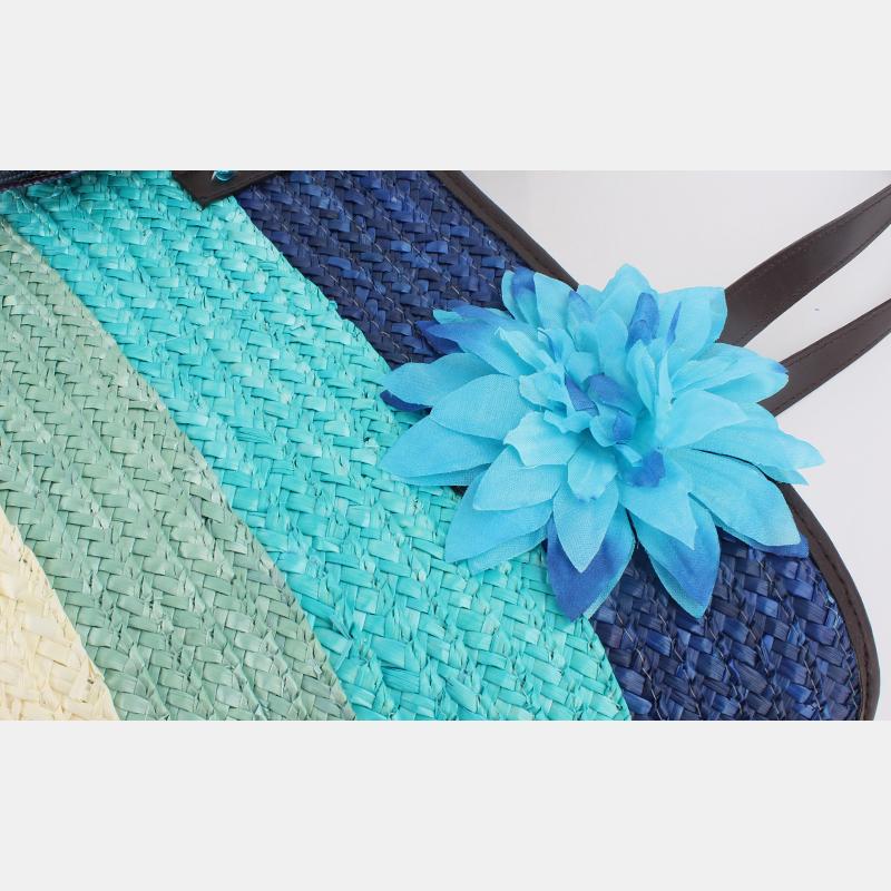 Sommerblumen-Strandtasche aus gewebtem Stroh, Reisetasche