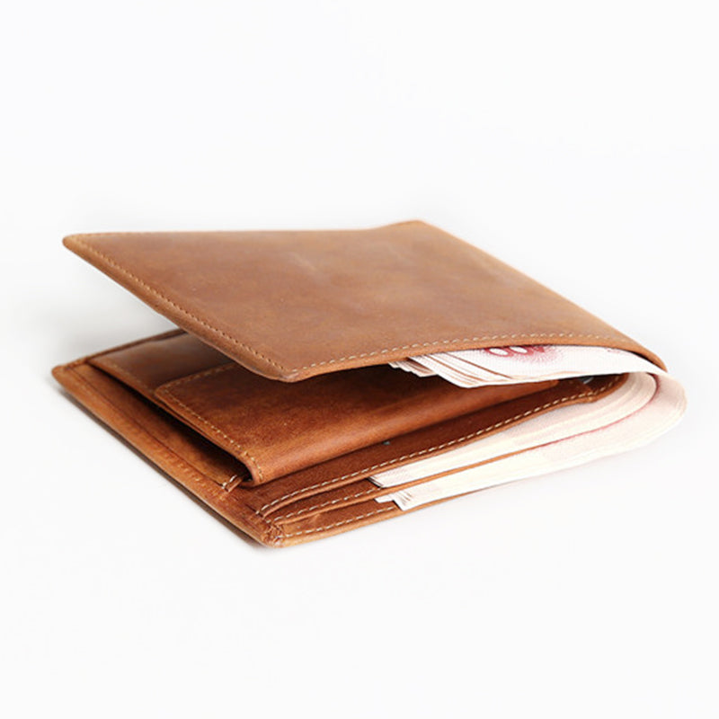 Lässige Bifold-Geldbörse aus echtem Leder im Vintage-Stil