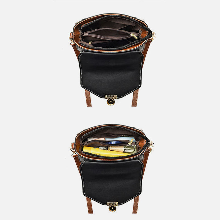 Clamshell-Tasche mit Henkel oben für Damen, klassische Farbe, kleine Umhängetasche