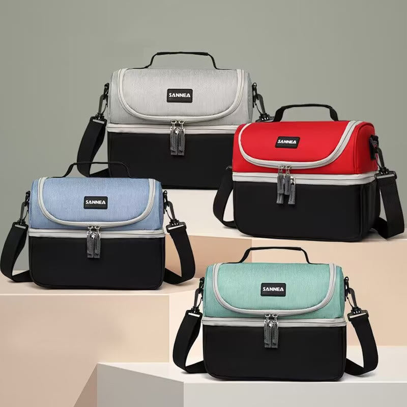 Kühltasche für Ausflüge, doppellagige Isolierung, Umhängetasche, Picknicktasche
