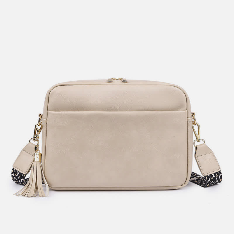 Umhängetasche für Damen, Retro-Tasche mit Quaste, PU-Leder