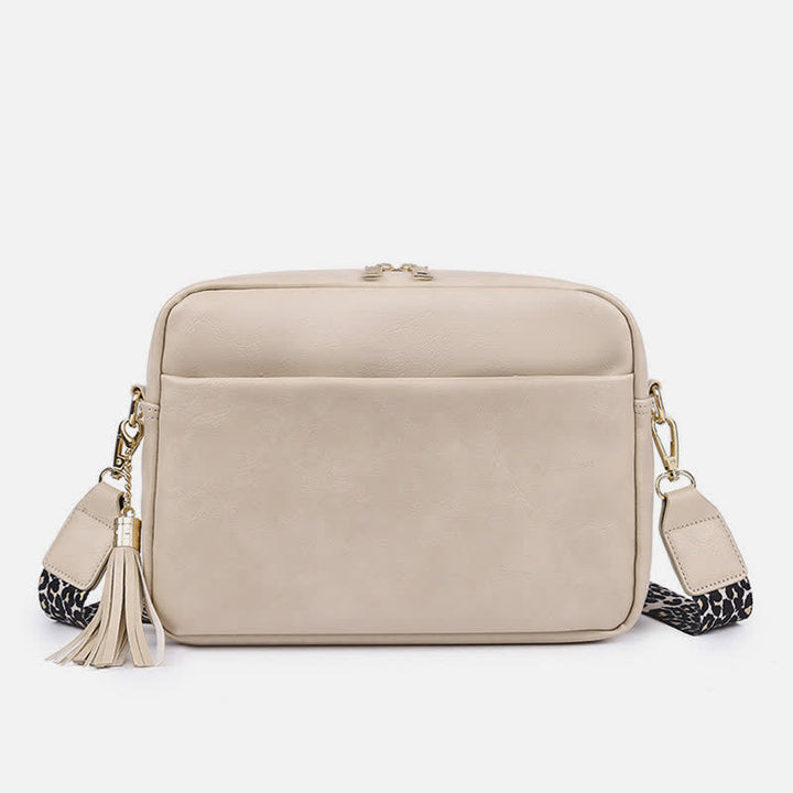 Umhängetasche für Damen, Retro-Tasche mit Quaste, PU-Leder