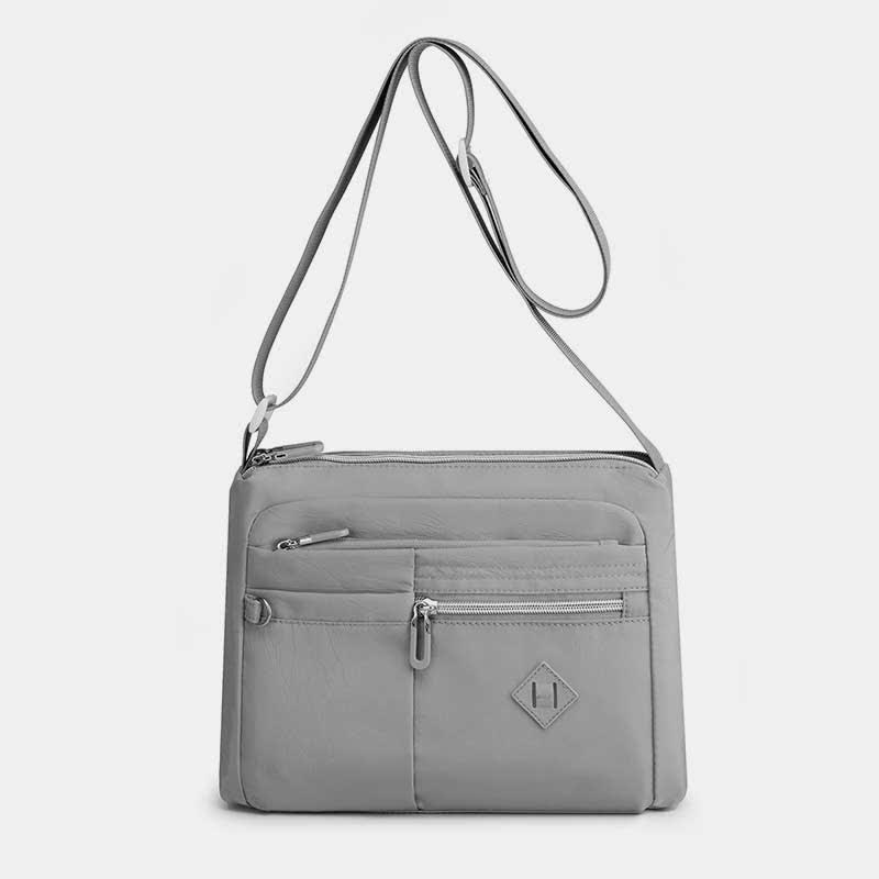 Umhängetasche mit Doppelreißverschlussfach für Damen, leichte Schultertasche mit mehreren Taschen