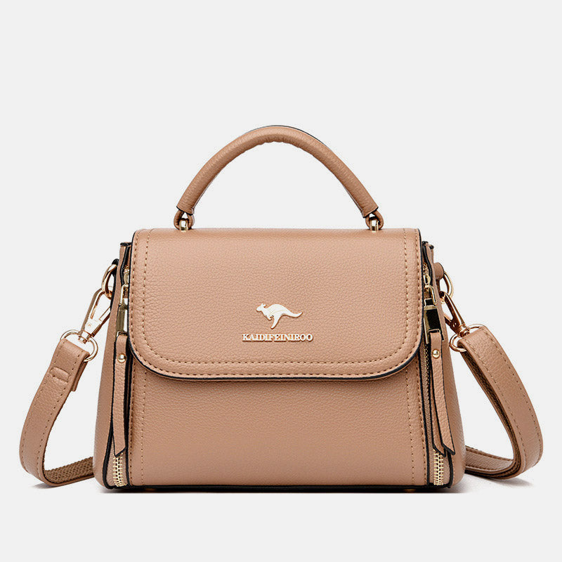 Doppelfach Top Griff Satchel Leder Umhängetasche Geldbörse Handtasche