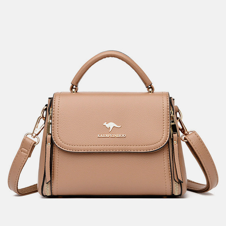 Doppelfach Top Griff Satchel Leder Umhängetasche Geldbörse Handtasche