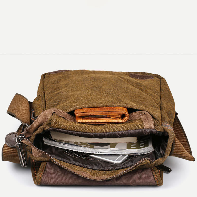 Umhängetasche für Herren, Vintage, dickes Canvas, große Kapazität