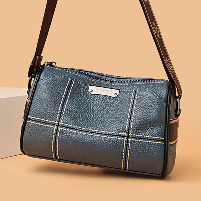 Kleine Umhängetasche aus echtem Leder mit drei Fächern, Schultertasche für Damen