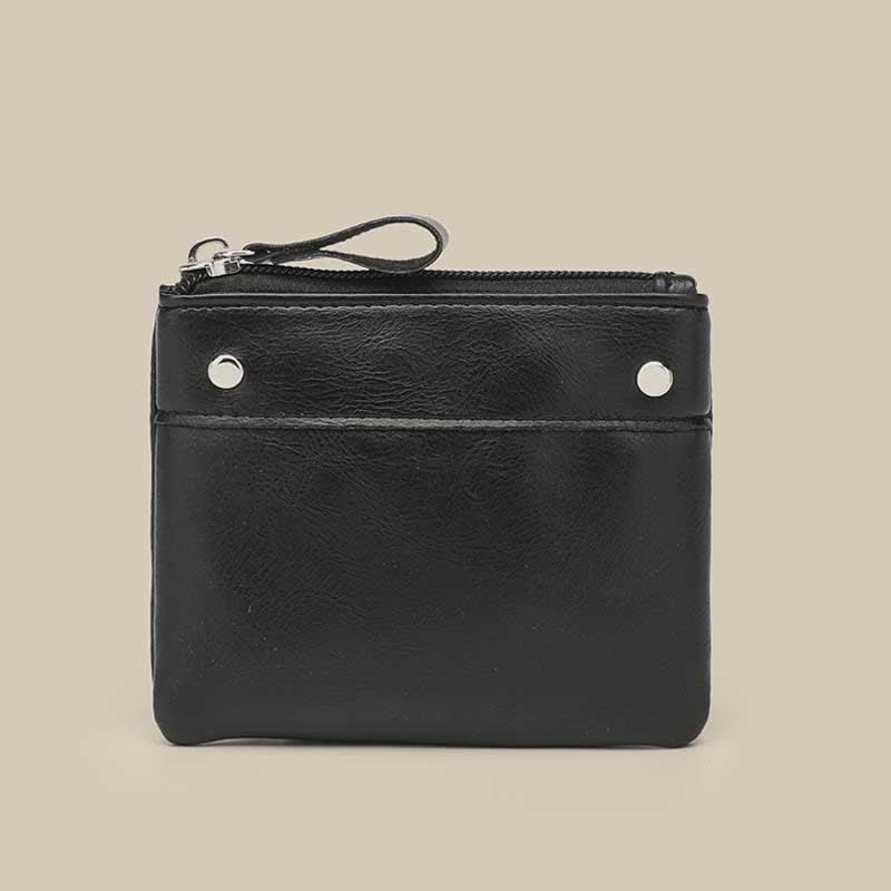 Retro-Münzbeutel aus Leder, Wechselgeldhalter für Damen, Mini-Geldbörse mit Reißverschluss