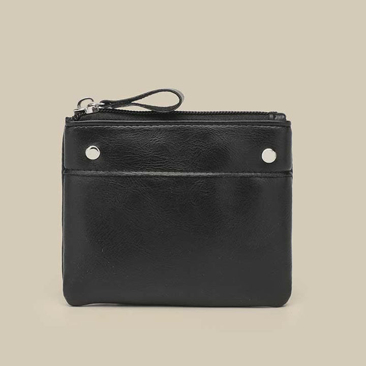 Retro-Münzbeutel aus Leder, Wechselgeldhalter für Damen, Mini-Geldbörse mit Reißverschluss