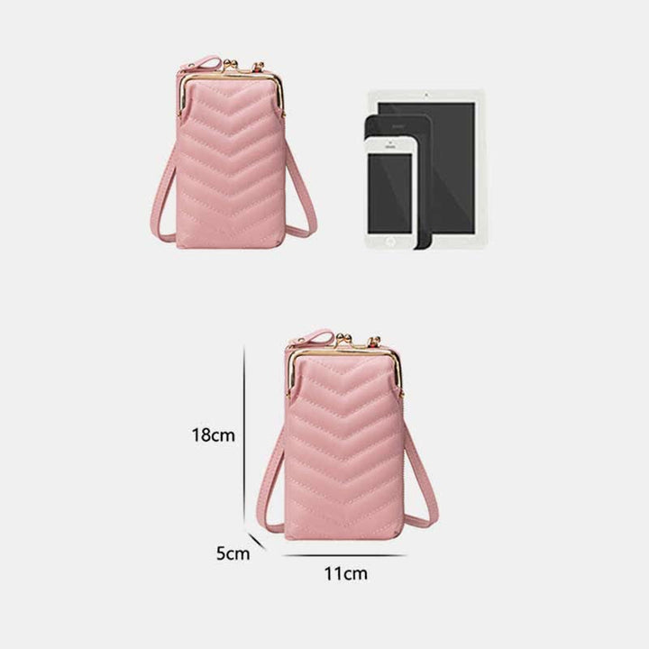 Kleine Crossbody-Handy-Geldbörse für Damen aus gestepptem Leder