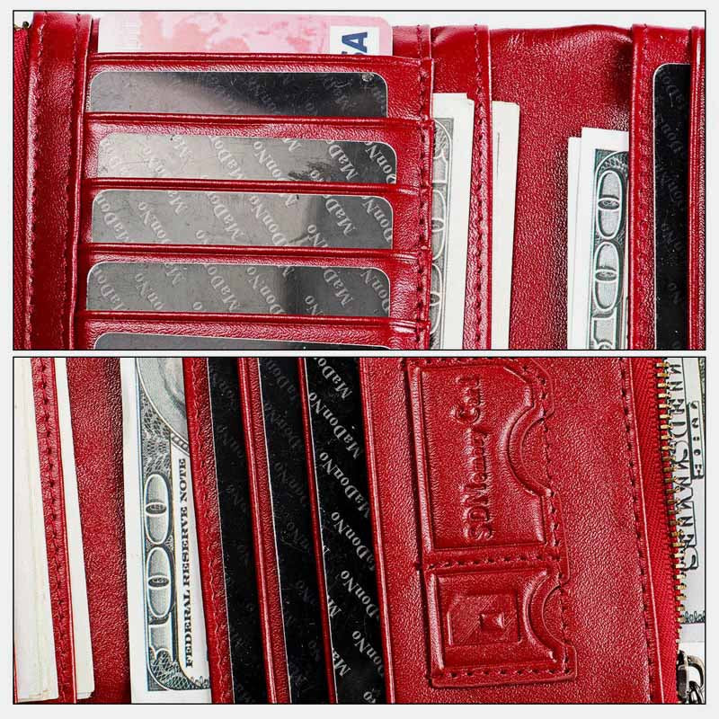 RFID-blockierende Vintage-Geldbörse aus echtem Leder mit großer Kapazität