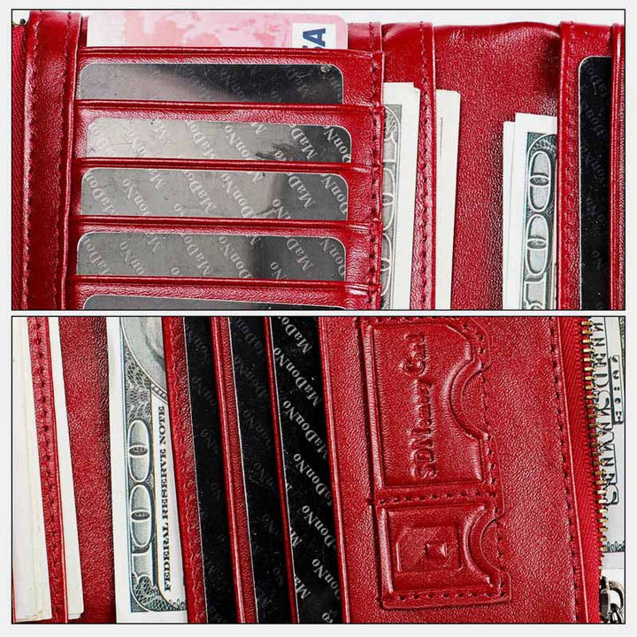 RFID-blockierende Vintage-Geldbörse aus echtem Leder mit großer Kapazität