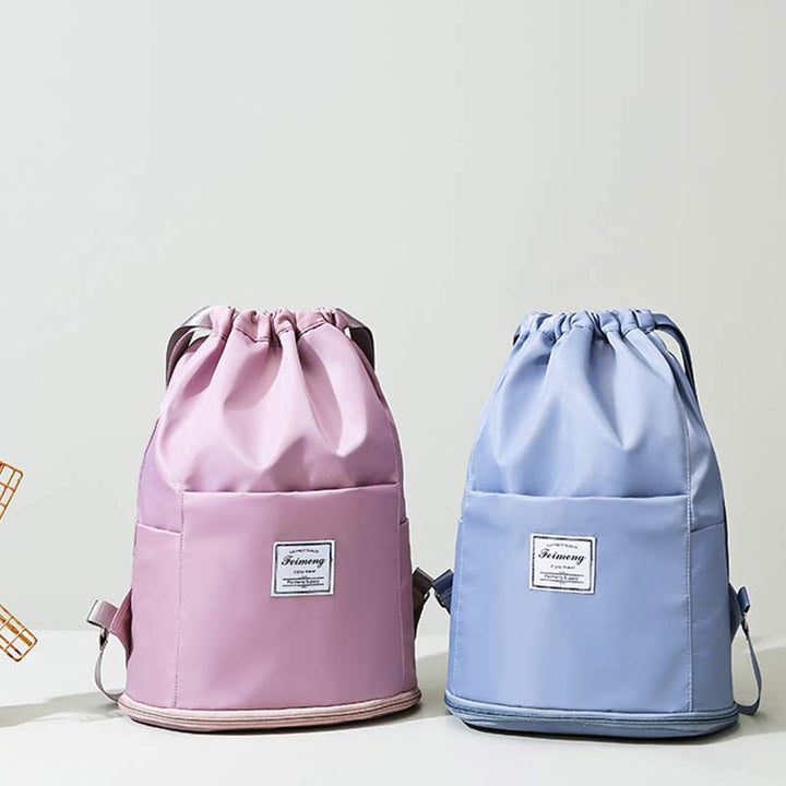 Kordelzug-Rucksack für Damen, wasserdicht, groß, Nass- und Trockentrennrucksack