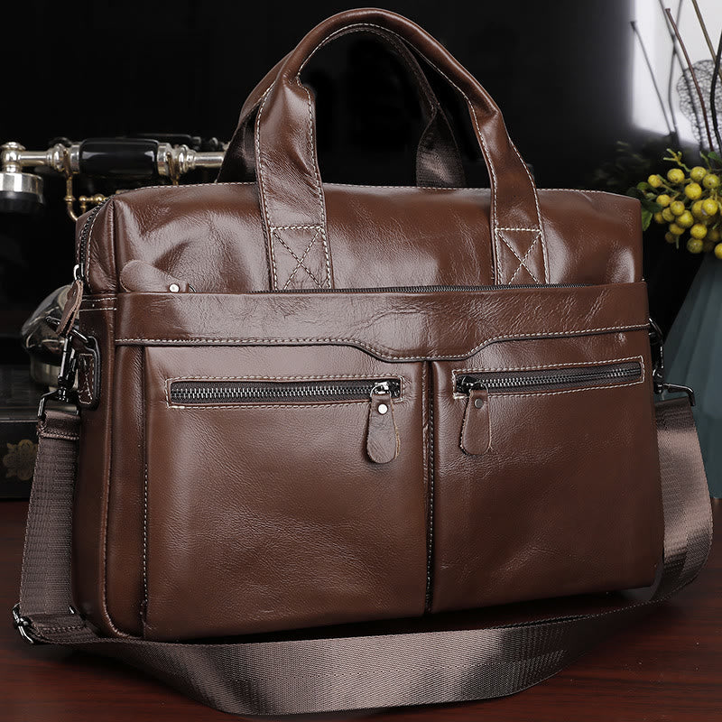 Business Aktentasche Messenger Bag für Herren aus echtem Leder Laptoptasche