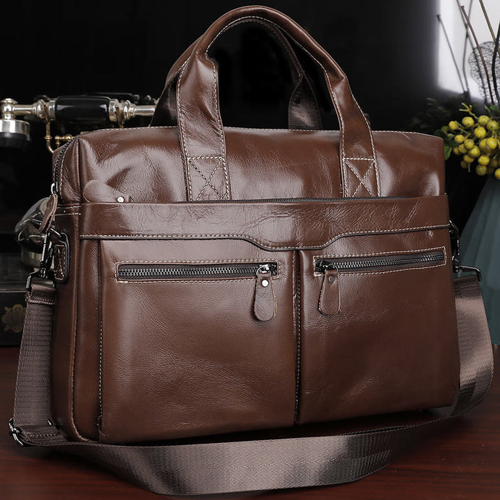 Business Aktentasche Messenger Bag für Herren aus echtem Leder Laptoptasche