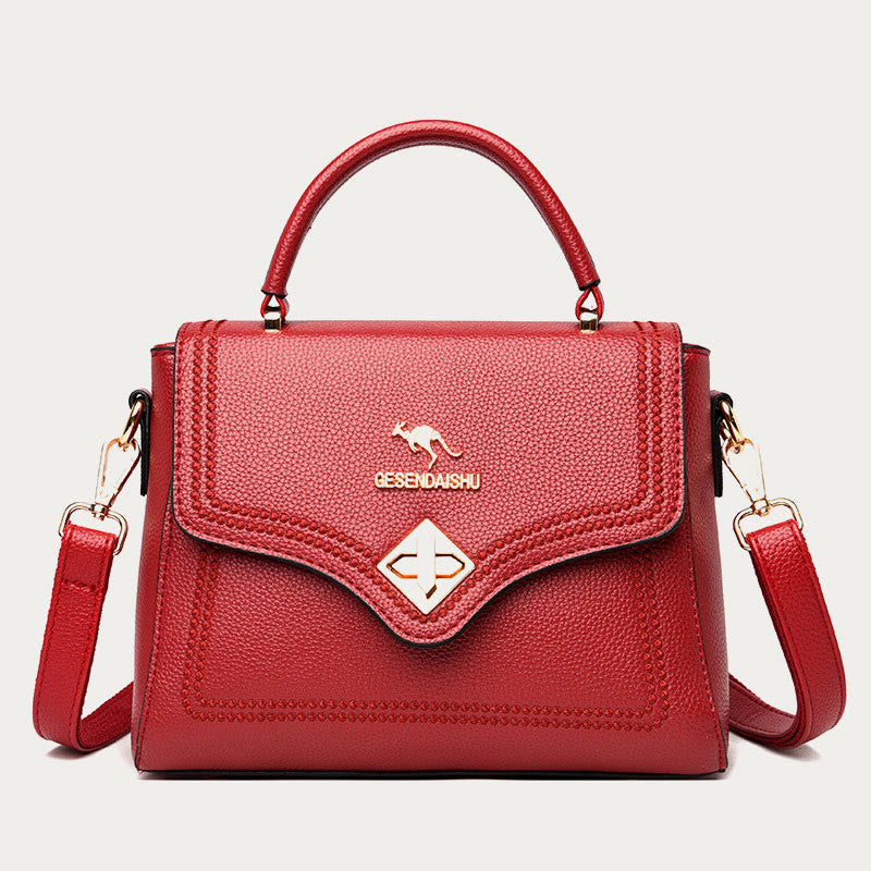 Klassische Tragetasche für den Weg zur Arbeit, minimalistische kleine Lederhandtasche