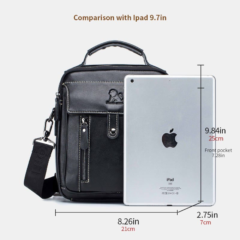 Große Kapazität Echt Leder Messenger Bag Crossbody Schulter Geldbörse Fit 9,7 in iPad
