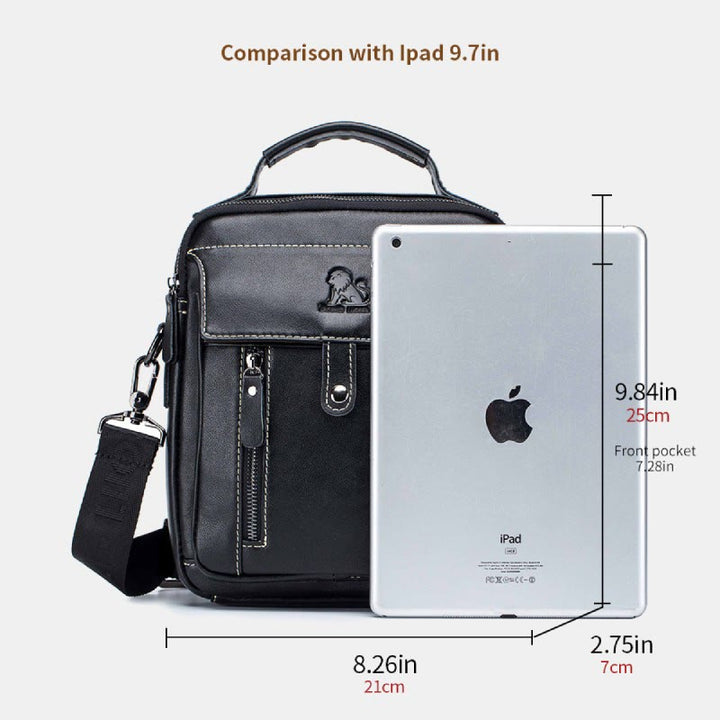 Große Kapazität Echt Leder Messenger Bag Crossbody Schulter Geldbörse Fit 9,7 in iPad