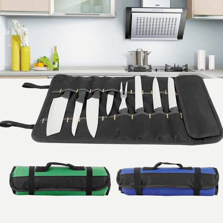 Rolltasche für Kochmesser, 22 Fächer, robuste Oxford-Kochmessertasche