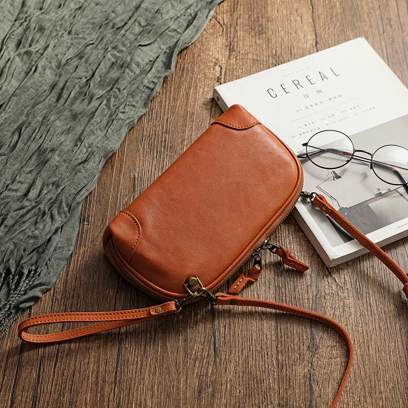 Geldbörsen mit mehreren Taschen für Damen, Retro-Mini-Umhängetasche aus Leder