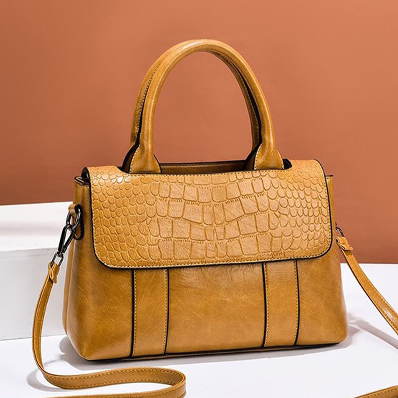 Top-Griff-Tasche für Frauen Krokodil-Textur einfache Umhängetasche