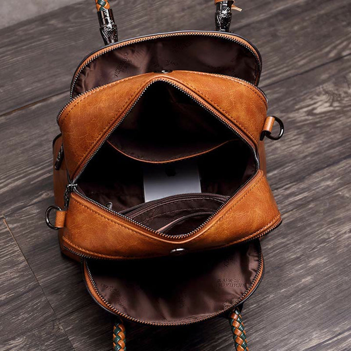 Vintage Leder Satchel Handtasche Top-Griff Tasche mit Cross Body Strap