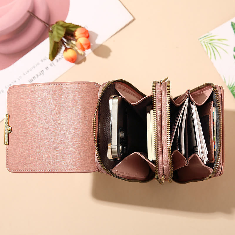 Kunstleder Telefon Geldbörse Mini Crossbody Schultertasche Handytasche 