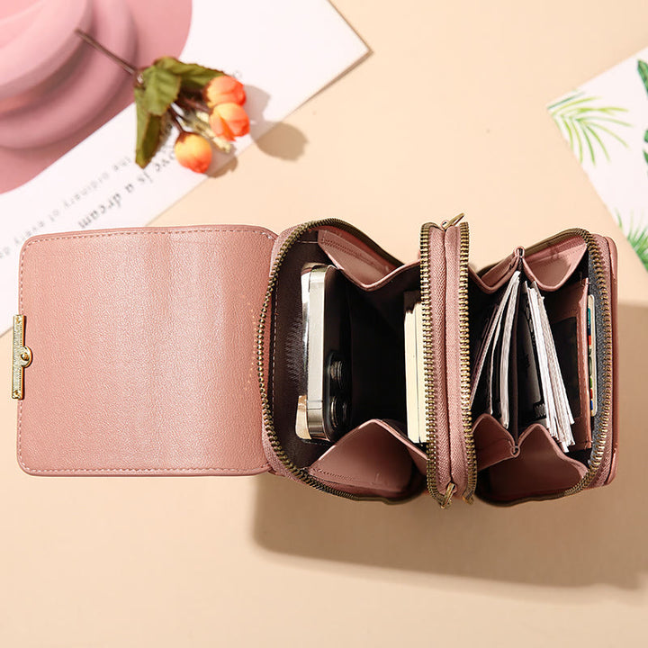 Kunstleder Telefon Geldbörse Mini Crossbody Schultertasche Handytasche 