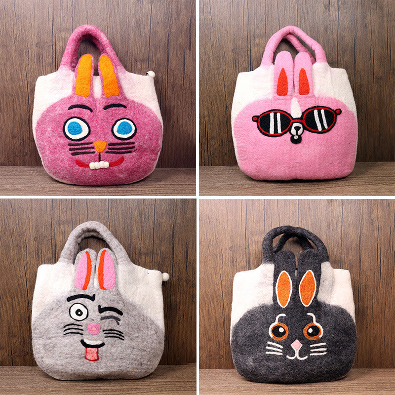 Handgemachte Tasche Wollfilz Handtasche Große Hasengesicht Tote