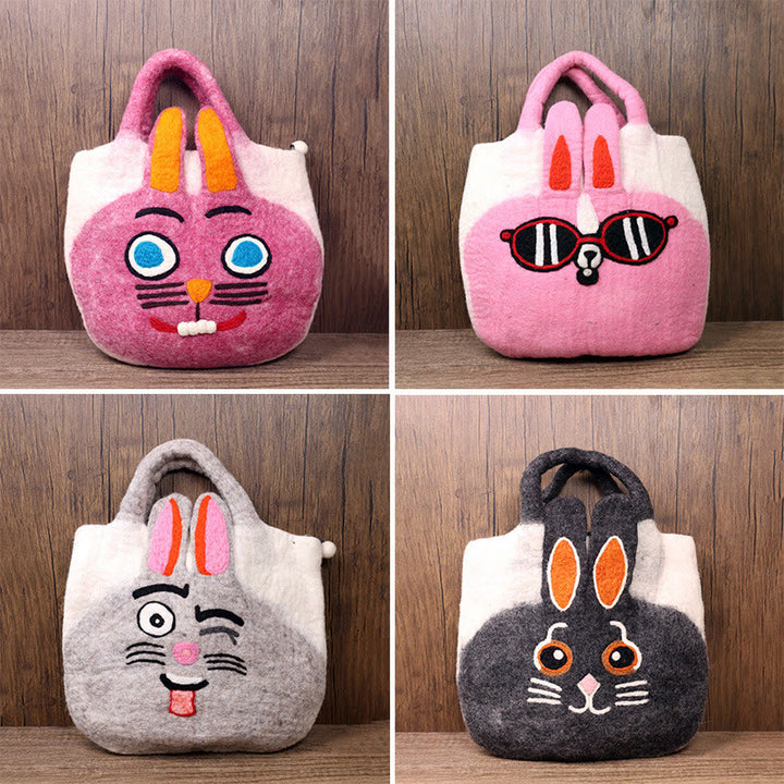 Handgemachte Tasche Wollfilz Handtasche Große Hasengesicht Tote