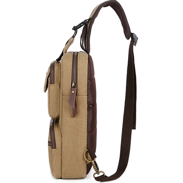 Herren Canvas Sling Bag Multi-Pocket Kratzfeste Umhängetasche