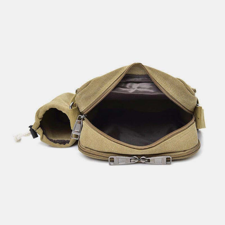 Vintage Canvas Crossbody Tasche für Herren Multifunktionaler Tagesrucksack Schultertasche