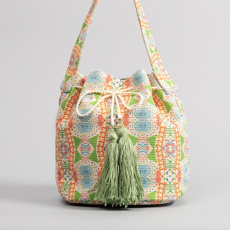 Umhängetasche für Damen im Bohemian-Stil, lässige Einkaufstasche aus Segeltuch