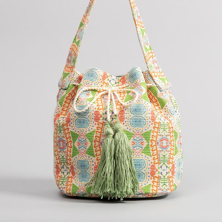 Umhängetasche für Damen im Bohemian-Stil, lässige Einkaufstasche aus Segeltuch