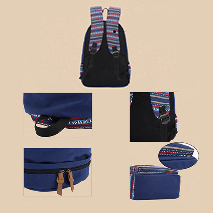 Rucksack für Frauen Bunter Streifen Benutzerdefinierter Canvas Student Sport Daypack