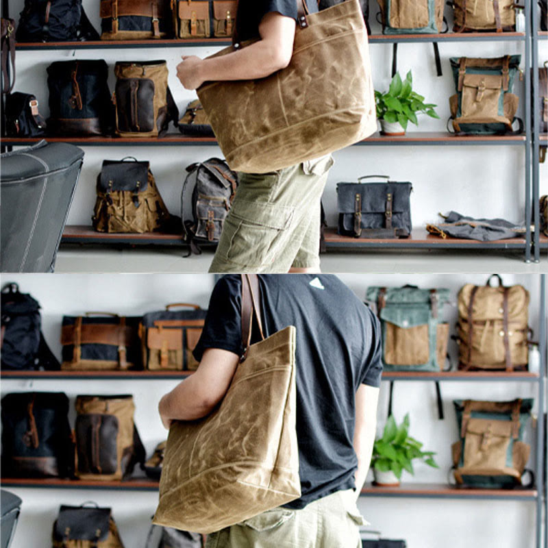 Wachs Canvas Einkaufstasche Prägnante Handtasche Einkaufstasche für Frauen