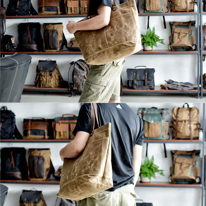 Wachs Canvas Einkaufstasche Prägnante Handtasche Einkaufstasche für Frauen