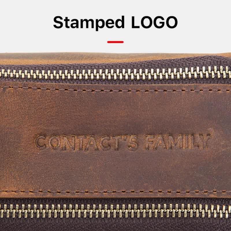 Retro-Make-up-Tasche aus echtem Leder, Mehrzweck-Reißverschluss, Federmäppchen