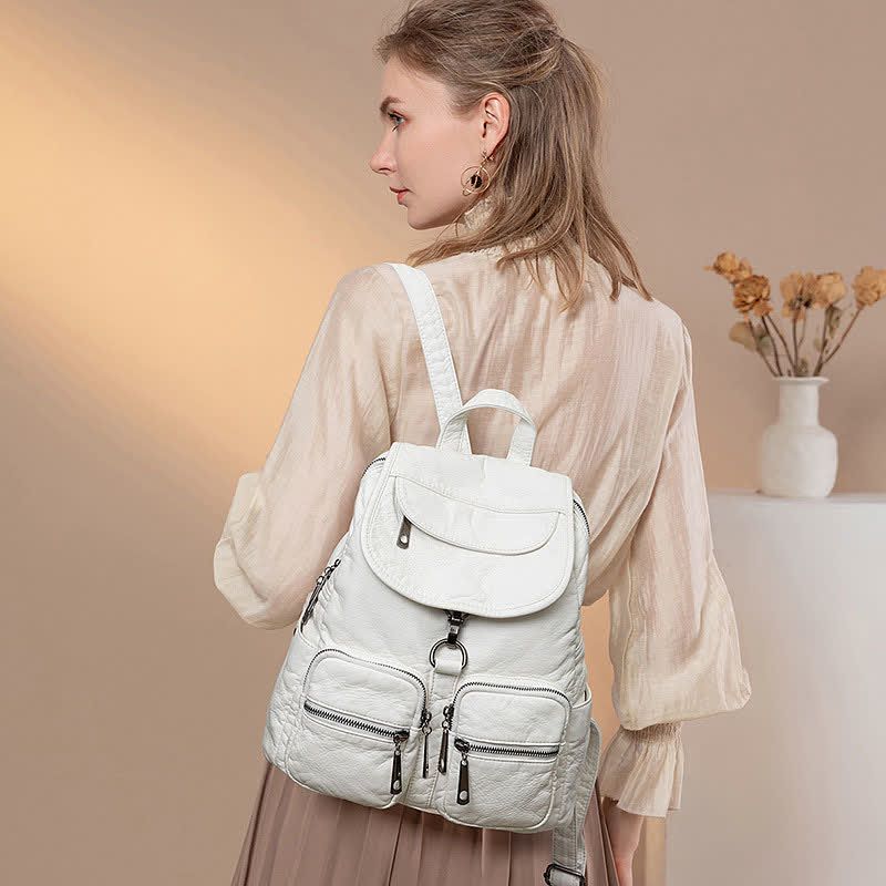 Weicher Leder-Reiserucksack, kleiner, wasserdichter, lässiger Tagesrucksack für Damen