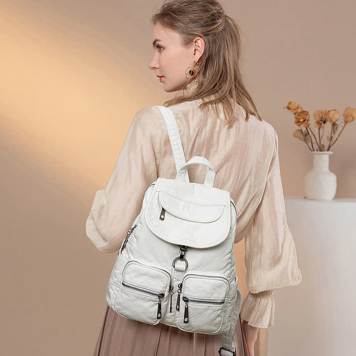 Weicher Leder-Reiserucksack, kleiner, wasserdichter, lässiger Tagesrucksack für Damen