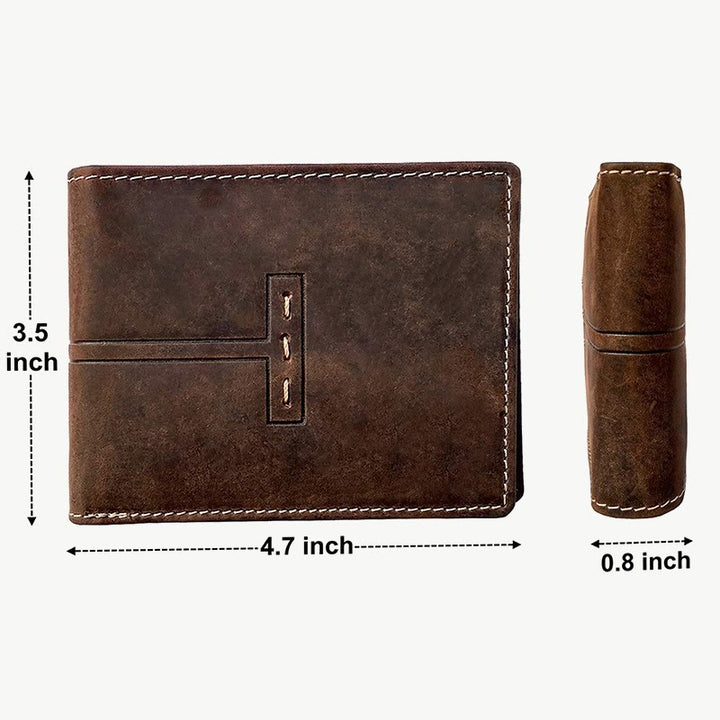 Retro Triple Fold Wallet Herren Dünne Leder Geldbörse
