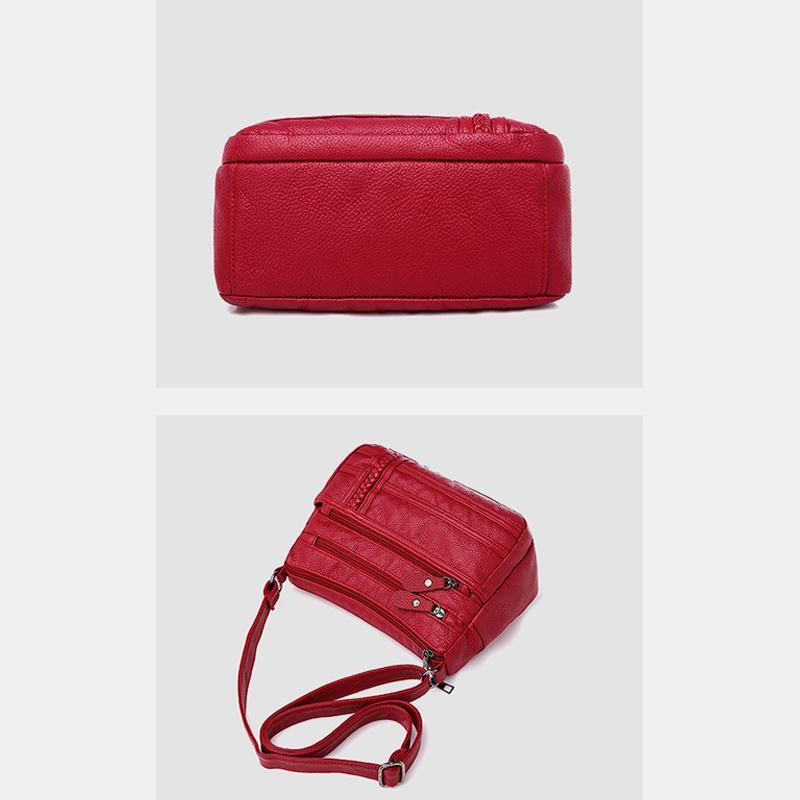 Einfarbige Umhängetasche mit mehreren Taschen