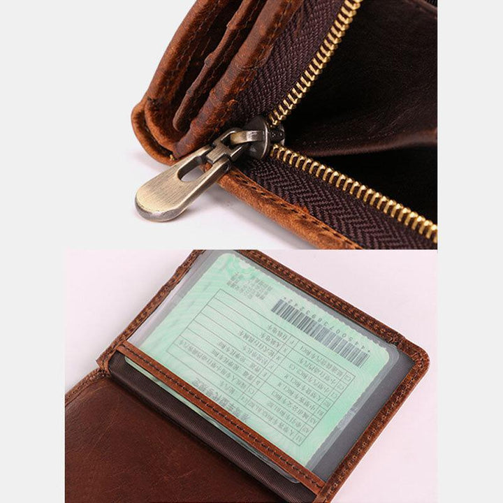 12 Kartenfächer Echtes Leder RFID Anti-Diebstahl Kurze Brieftasche
