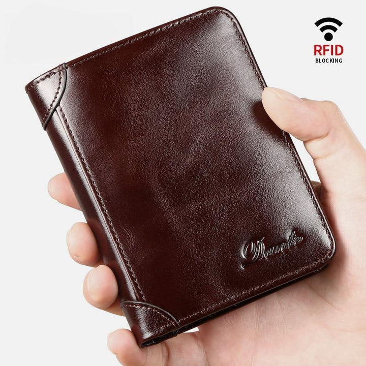 RFID-diebstahlsichere Vintage-Geldbörse aus echtem Leder
